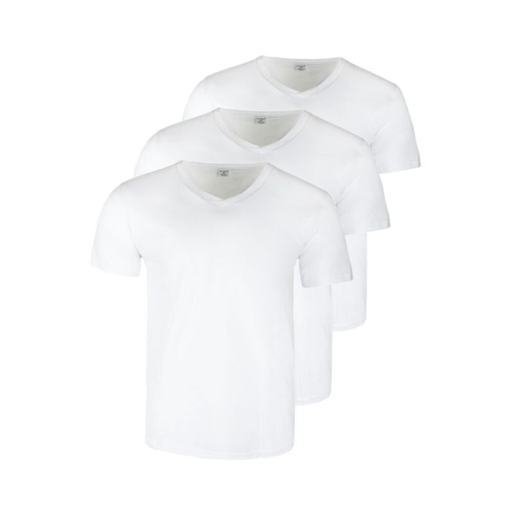 Knocker Men's 3 Pack Cotton Short Sleeve V Neck T-Shirts White V-Neck
